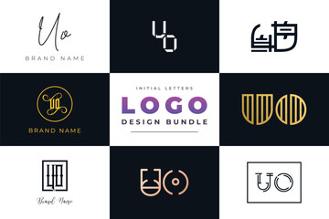 Initial letters UO Logo Design Bundle