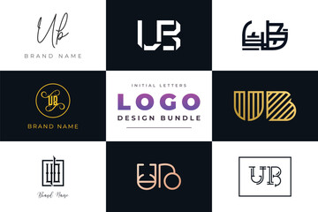 Initial letters UB Logo Design Bundle
