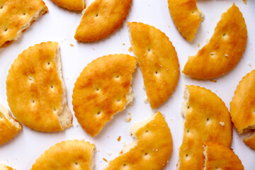 Texture of broken cracker pieces.