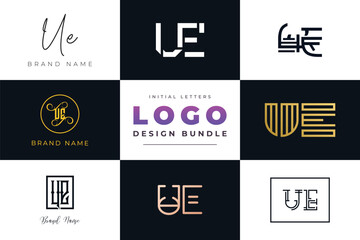 Initial letters UE Logo Design Bundle