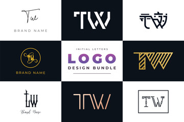 Initial letters TW Logo Design Bundle
