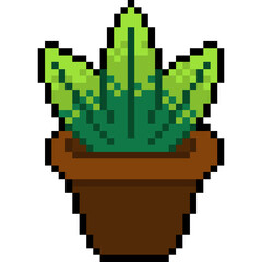 Pixel Art of Potted Plant – small plant in a pot for decor home