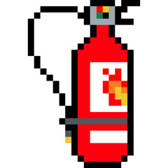 Pixel Art of Fire Extinguisher – Emergency Safety Equipment Illustration