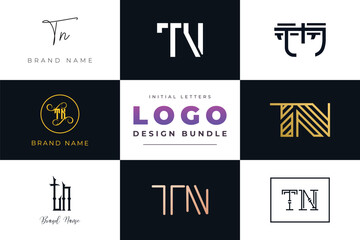 Initial letters TN Logo Design Bundle