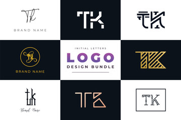 Initial letters TK Logo Design Bundle