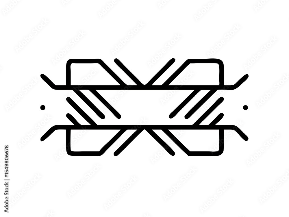 Poster isolated geometric pattern design with black lines on white background