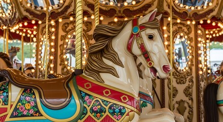 Magnificent Carousel Horse A Close-Up View of Classic Fairground Charm