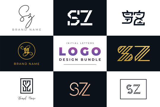 Initial letters SZ Logo Design Bundle