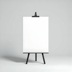 Blank White Paper on Black Mini Easel Light Gray Background