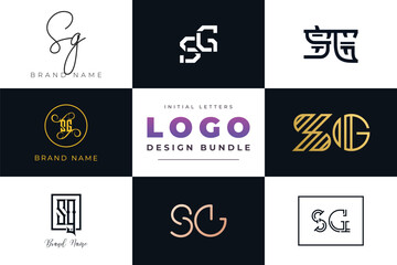 Initial letters SG Logo Design Bundle