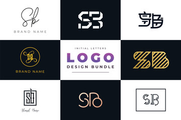 Initial letters SB Logo Design Bundle