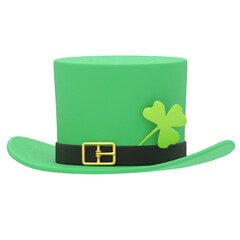 st patricks day hat 3d icon in cartoon plastic style minimal isolated on transparent white...