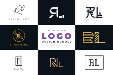 Initial letters RL Logo Design Bundle