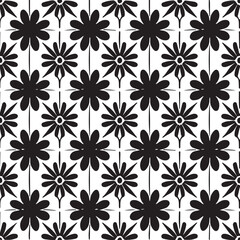 vector seamless pattern with flowers  Silhouette vector Design.