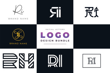 Initial letters RI Logo Design Bundle