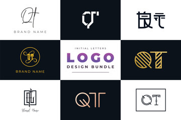 Initial letters QT Logo Design Bundle