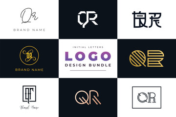 Initial letters QR Logo Design Bundle
