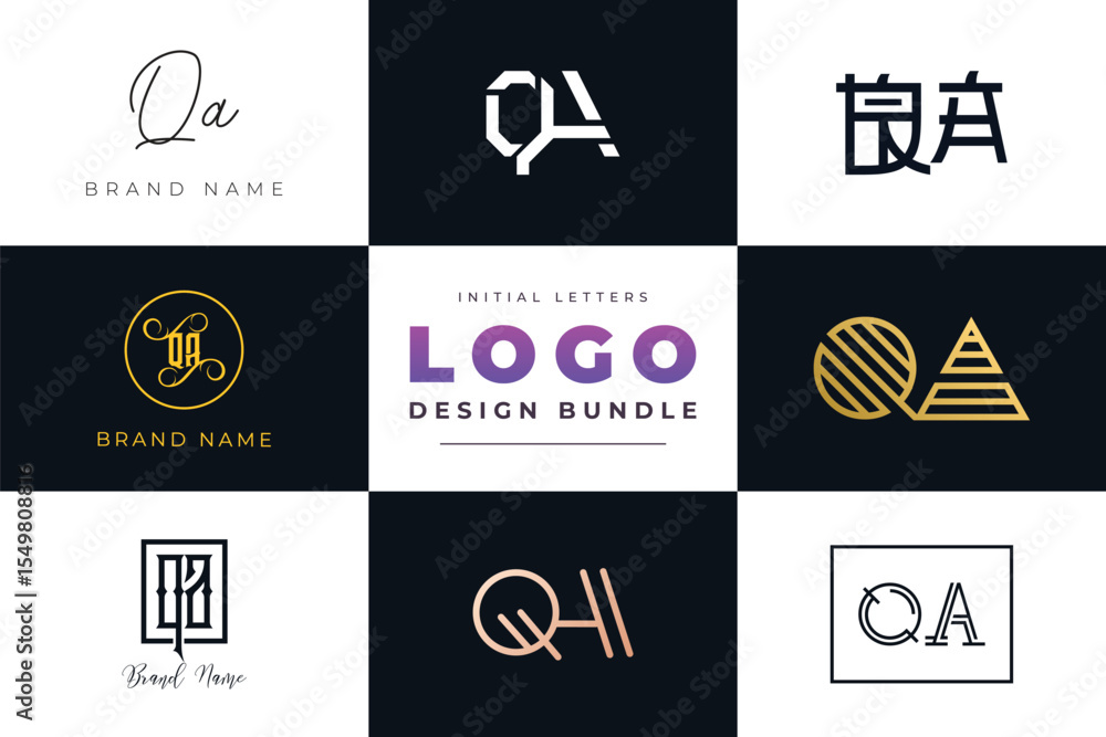 Fototapete initial letters qa logo design bundle