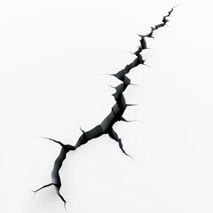 Fototapeta premium Single, sharp fracture running diagonally across a white surface