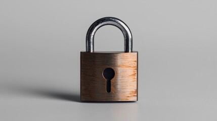 Naklejka premium Vintage Bronze Padlock on Gray Background for Security Concepts