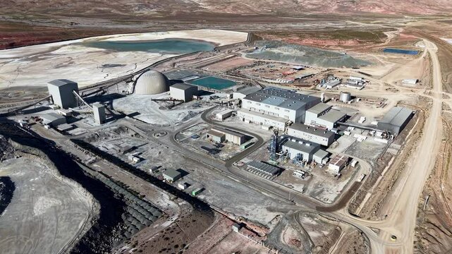 Aerial view of open-pit silver mining in Jujuy, Argentina.