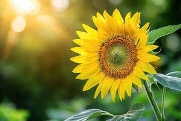 Obraz premium Vibrant Sunflower in Sharp Detail with Sunlight Background