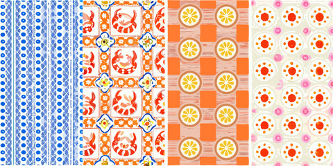 Vibrant Seamless Pattern Collection with Diverse Geometric and Organic Motifs