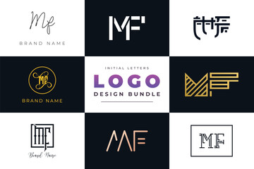 Initial letters MF Logo Design Bundle