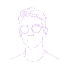 Man wearing glasses line art outline illustration