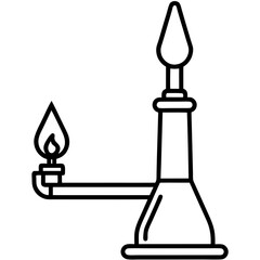 Bunsen burner line art vector