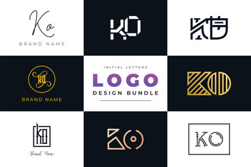 Initial letters KO Logo Design Bundle