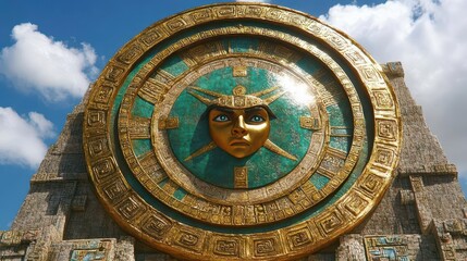 Obraz premium Ancient Sun God Wheel: Mayan-Style Artwork