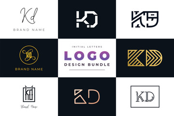 Initial letters KD Logo Design Bundle