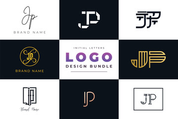 Initial letters JP Logo Design Bundle