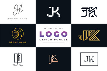 Initial letters JK Logo Design Bundle