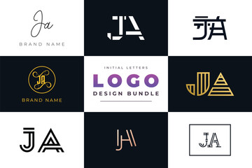 Initial letters JA Logo Design Bundle