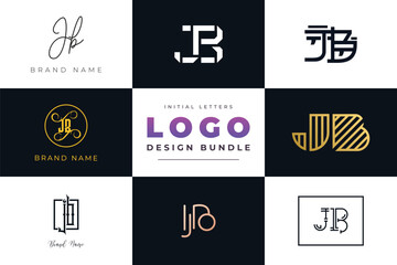 Initial letters JB Logo Design Bundle