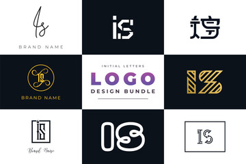 Initial letters IS Logo Design Bundle