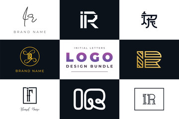 Initial letters IR Logo Design Bundle