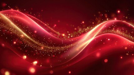 Dynamic Red and Gold Abstract Wave Design