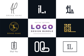 Initial letters IL Logo Design Bundle