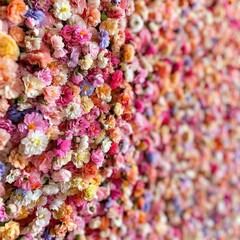 Fototapeta premium Colorful Flower Wall Arrangement in Bright Floral Display