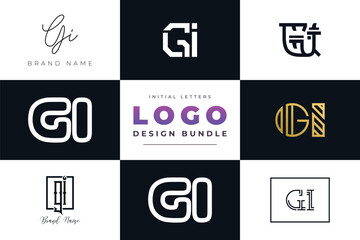 Initial letters GI Logo Design Bundle