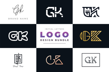 Initial letters GK Logo Design Bundle