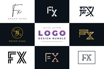 Initial letters FX Logo Design Bundle