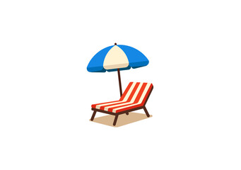 Vector illustration of a cartoon sun lounger with an umbrella	