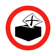 Ballot Box Prohibited Sign Vector Icon - Voting Restriction Symbol