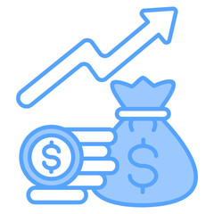 Money Growth Blue Icon