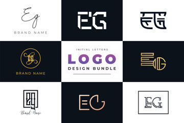 Initial letters EG Logo Design Bundle