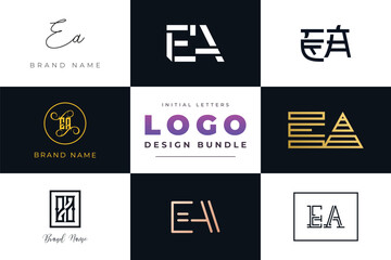 Initial letters EA Logo Design Bundle